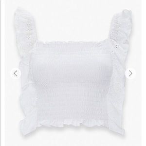 Smocked white ruffle crop top